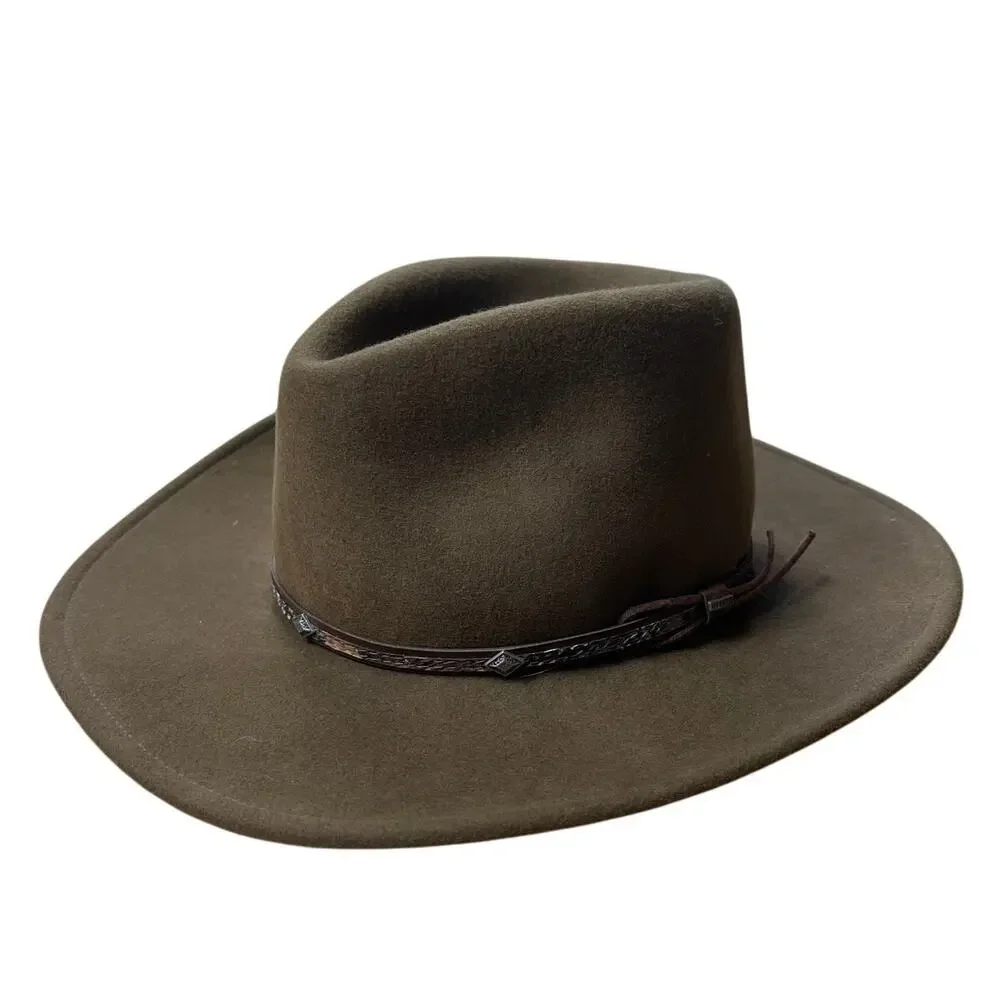 Stetson Mountain Sky Crushable 100% Wool Brown Felt Hat Size Small